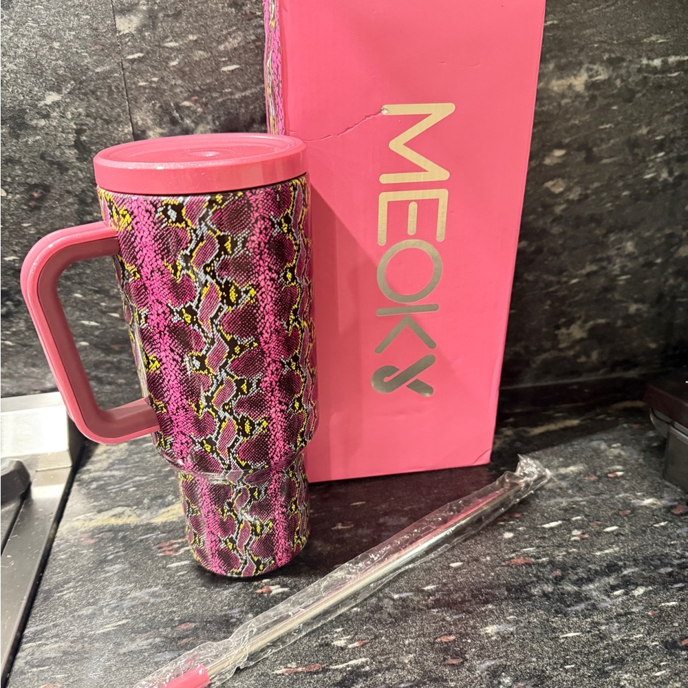 Vibrant Pink and Yellow Snakeskin colored Tumbler